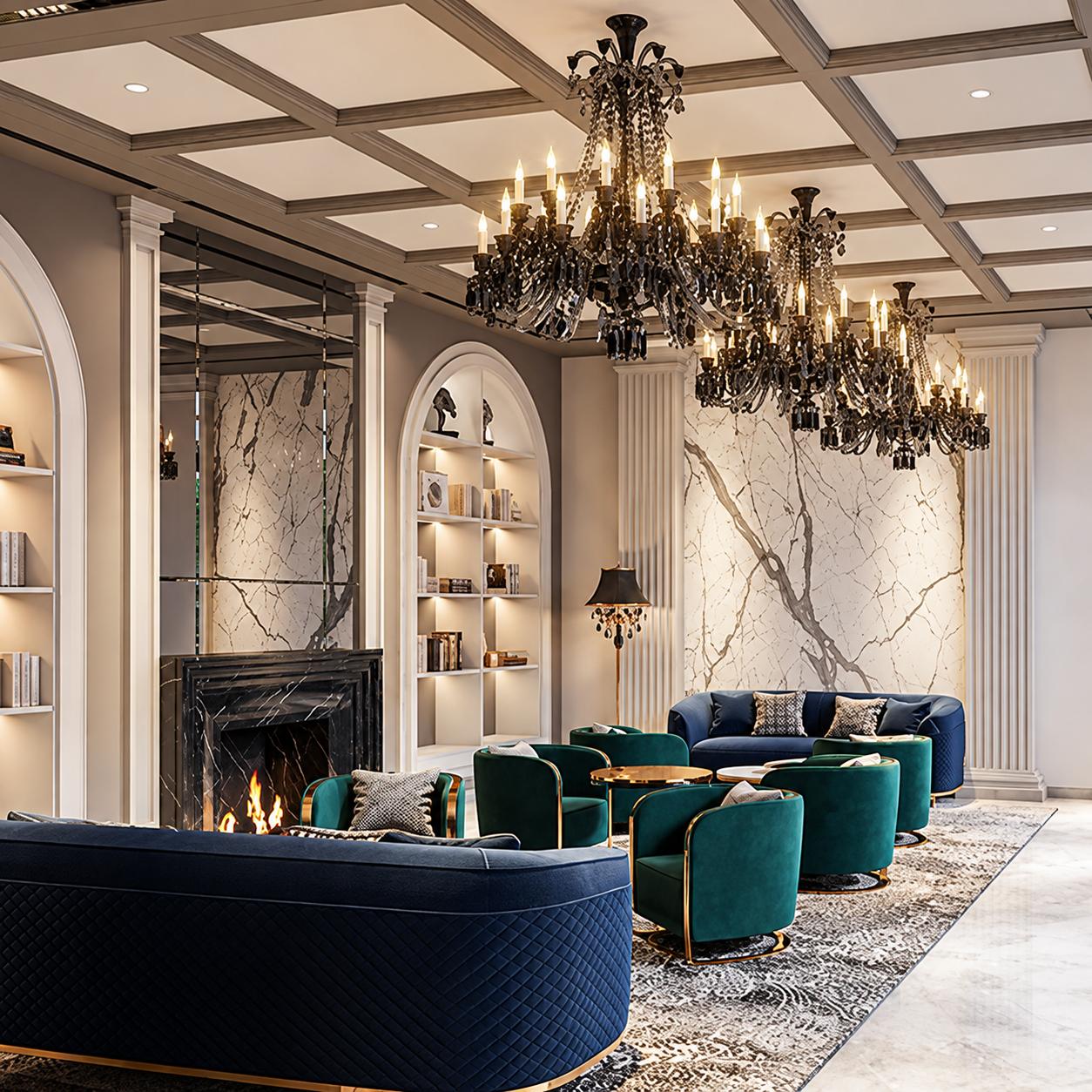 Grand entrance lobby at Lodha Bellagio, Powai