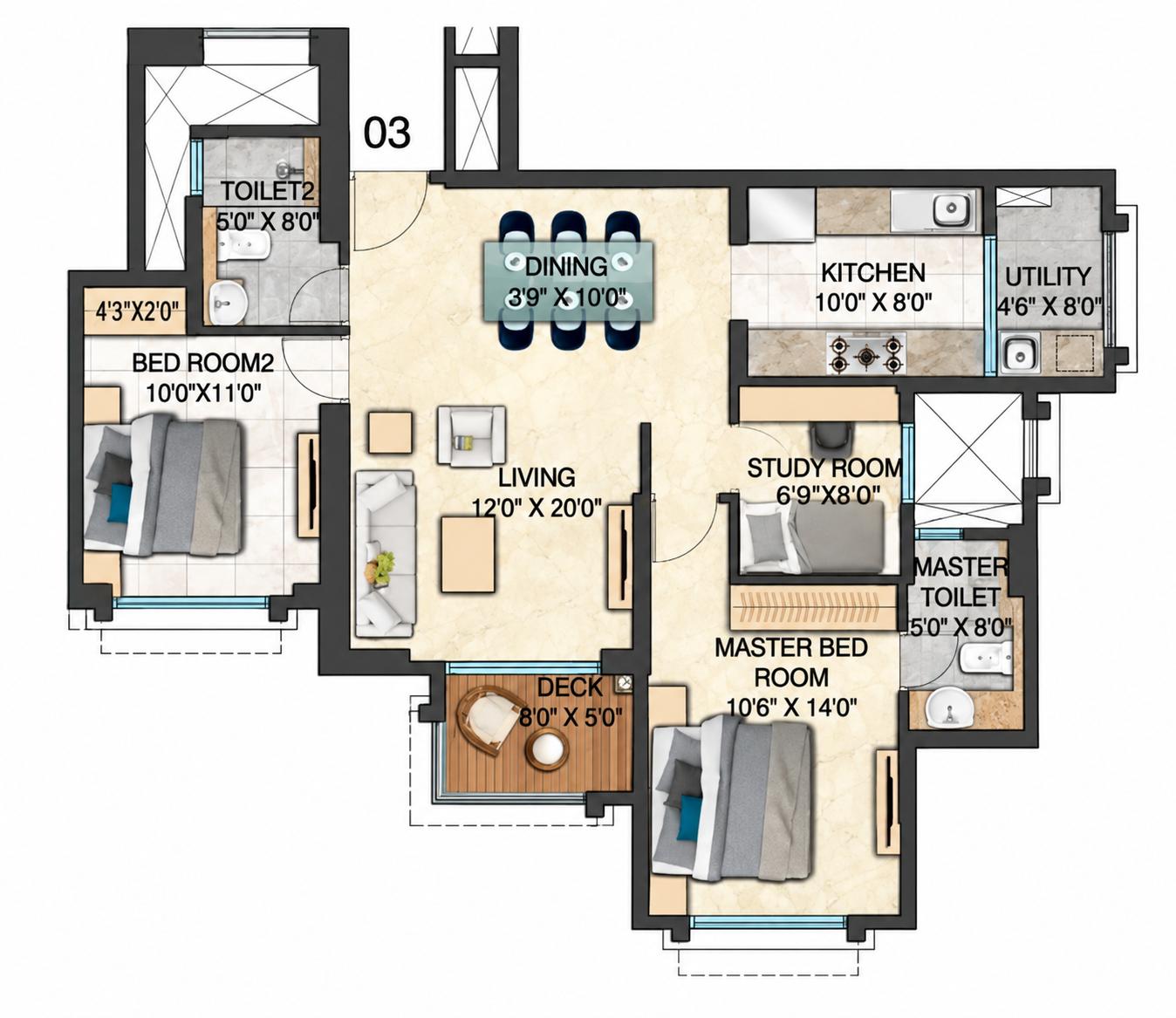 2.5BHK floor plan