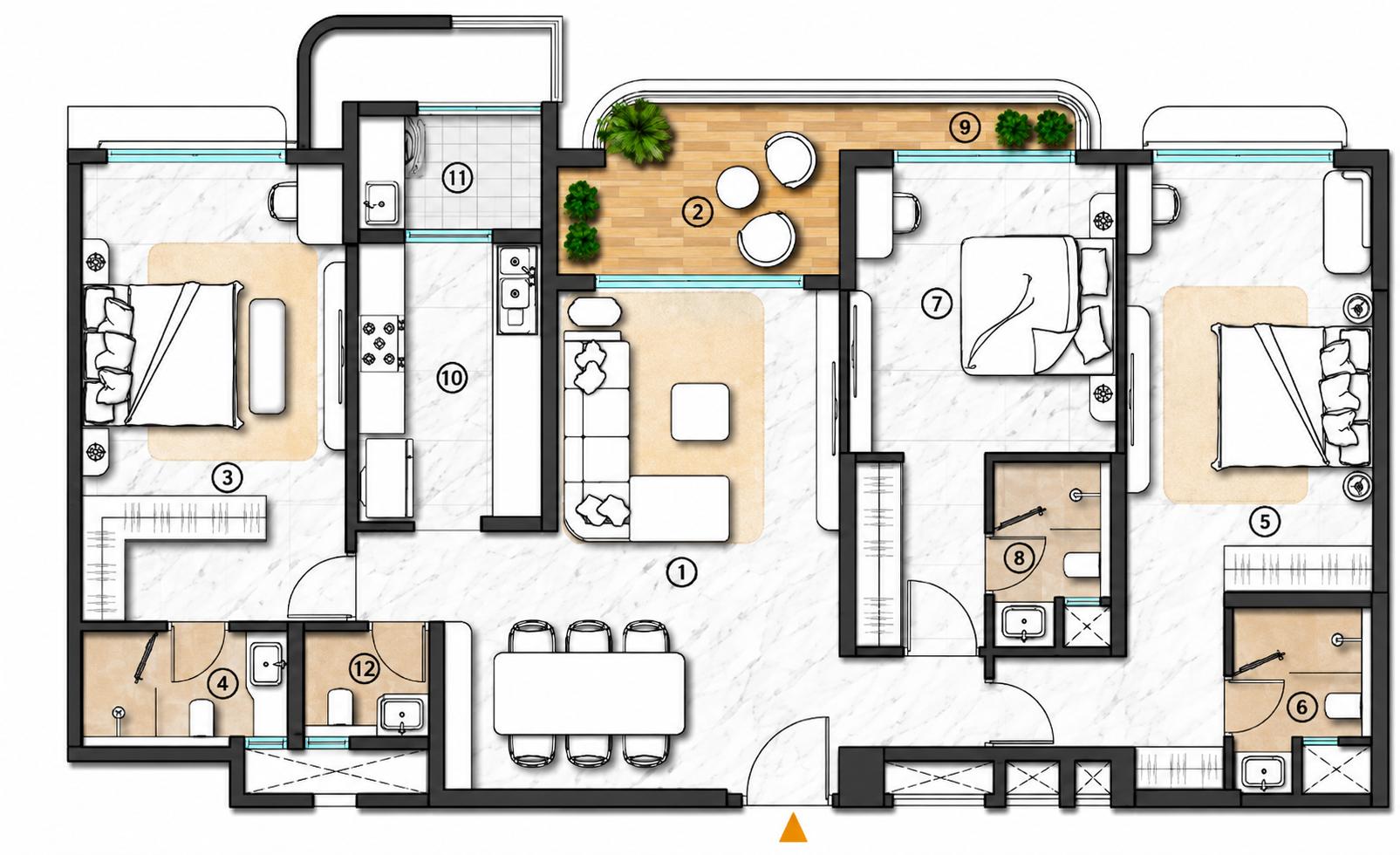 3BHK Premium floor plan