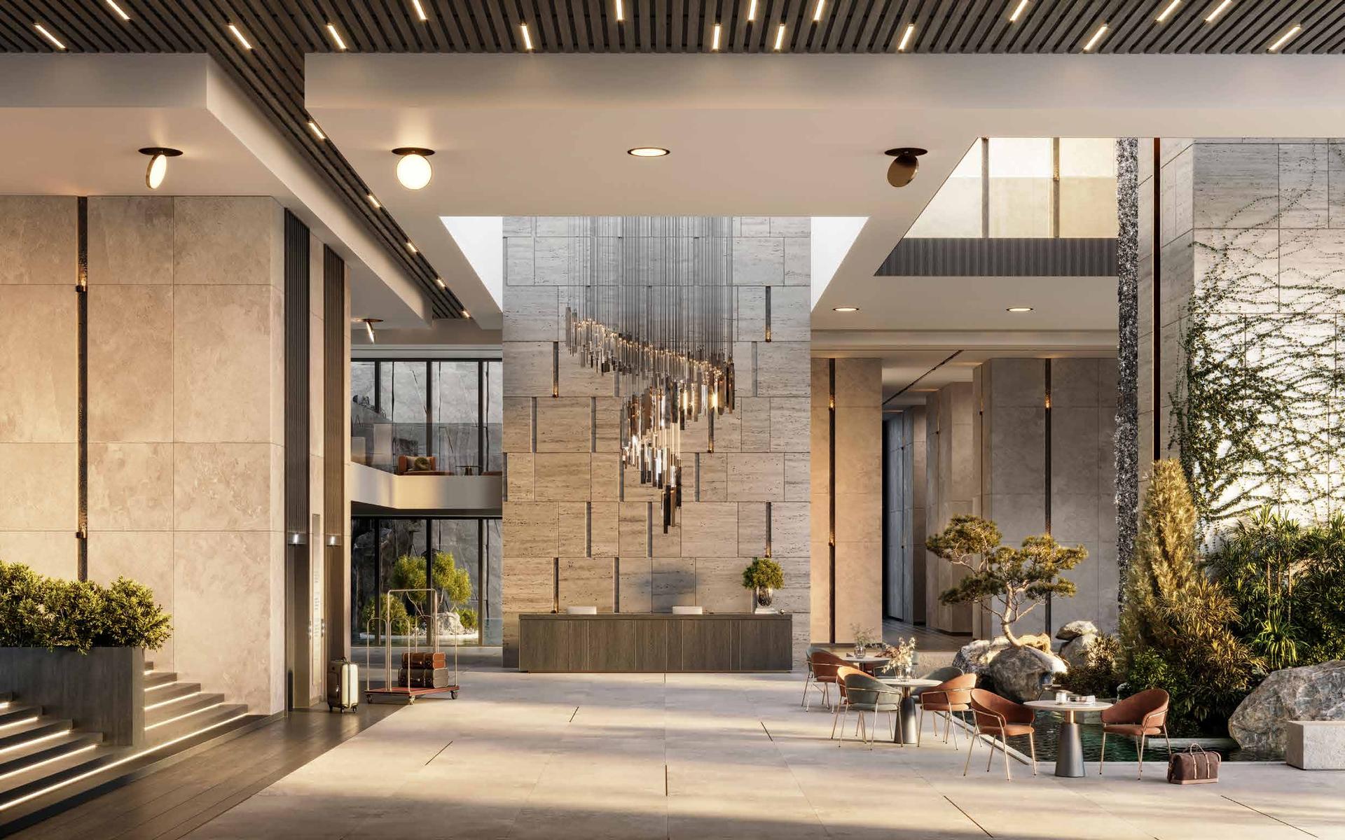 Grand entrance lobby at Lodha Acenza, Andheri East