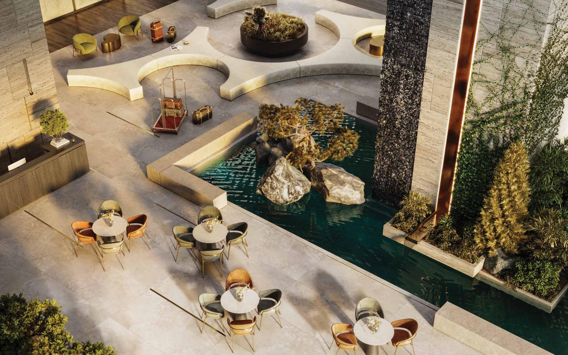 Grand entrance lobby at Lodha Acenza, Andheri East
