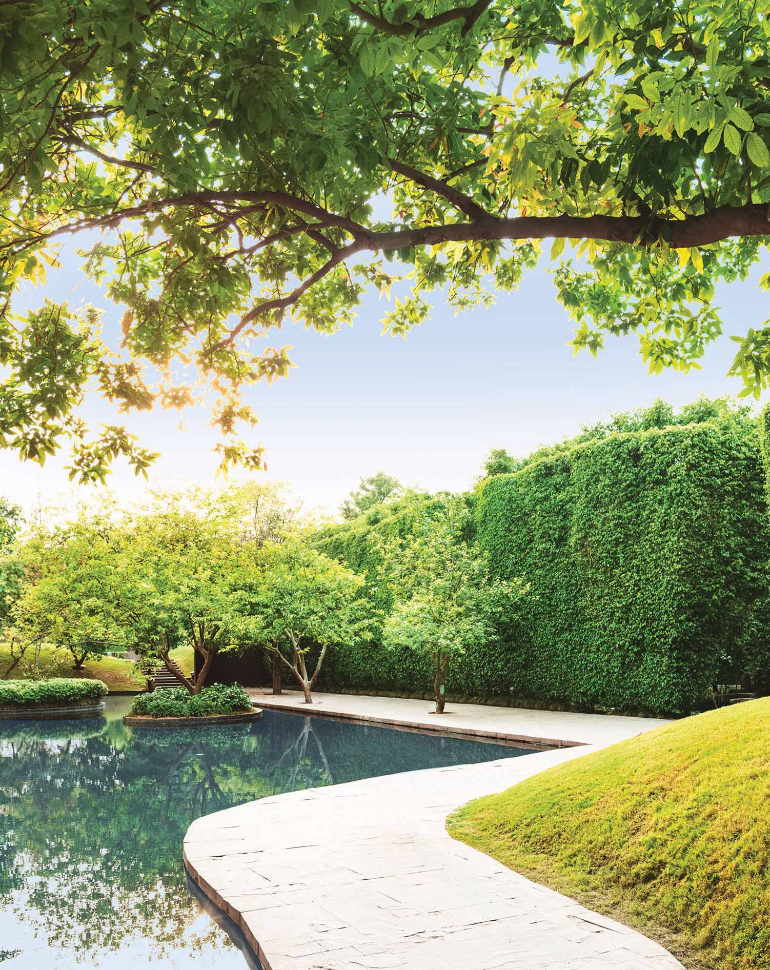 Landscaped gardens at Lodha Acenza, Andheri East