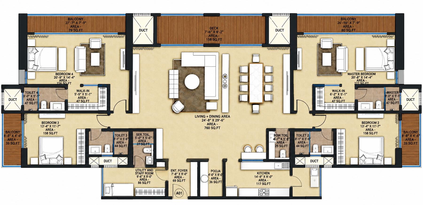 4BHK floor plan