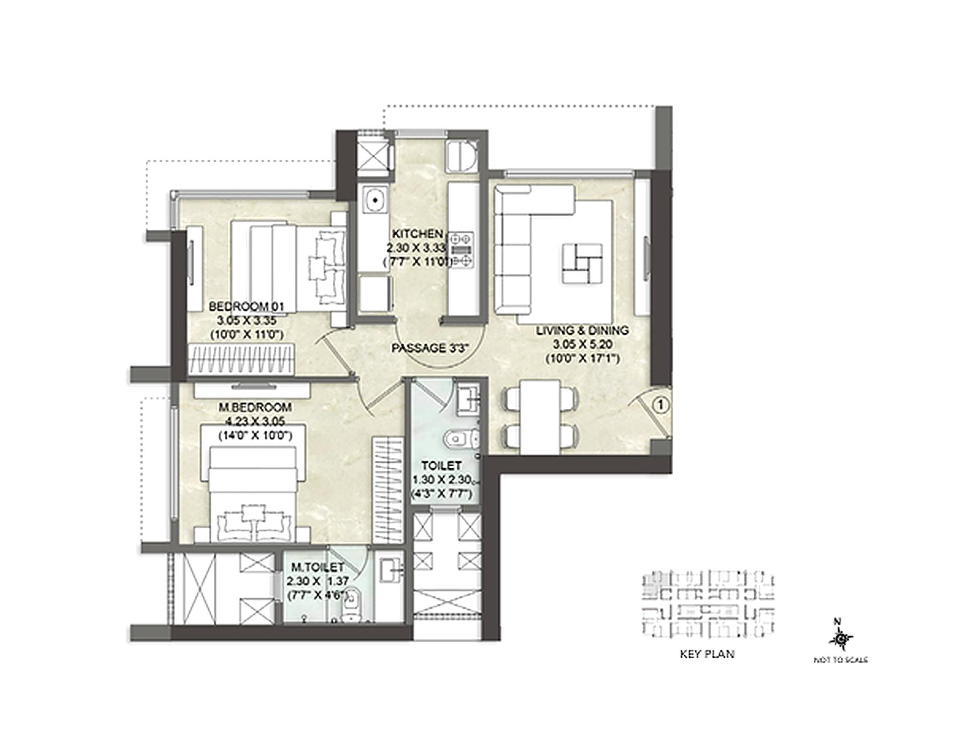2BHK floor plan