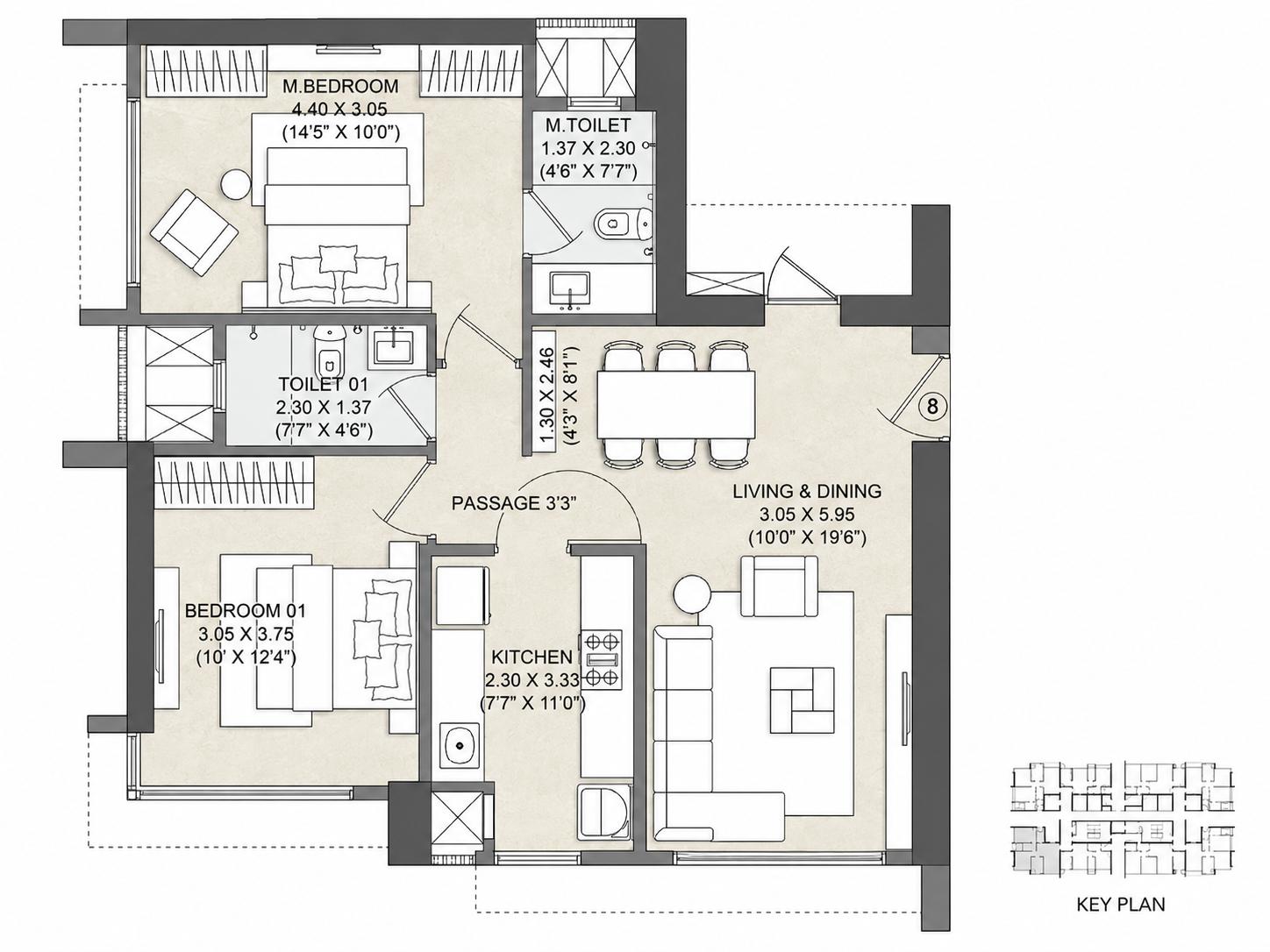 2BHK Luxury floor plan