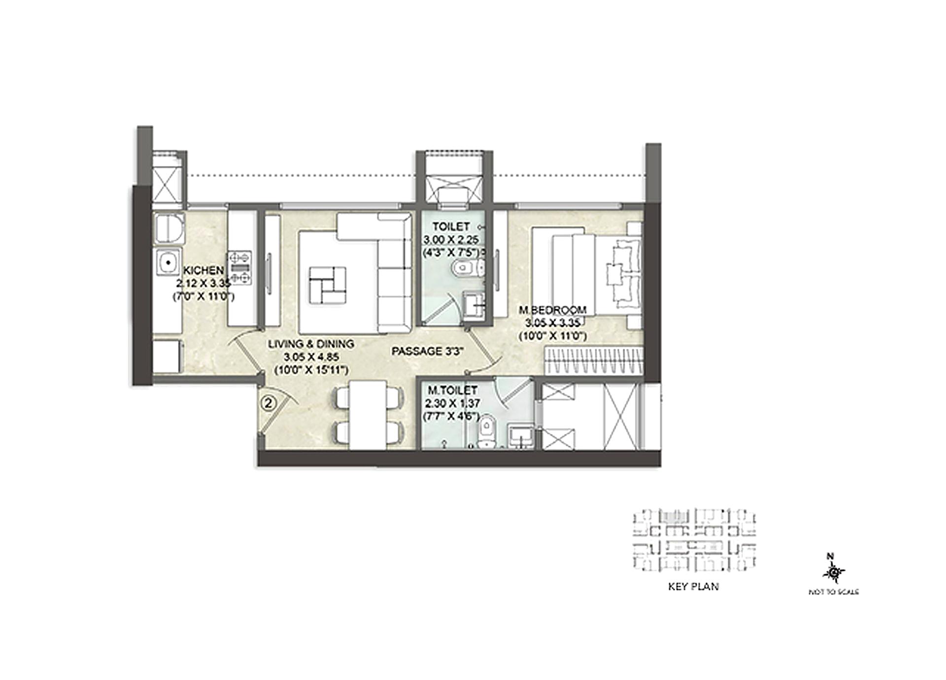 1BHK floor plan
