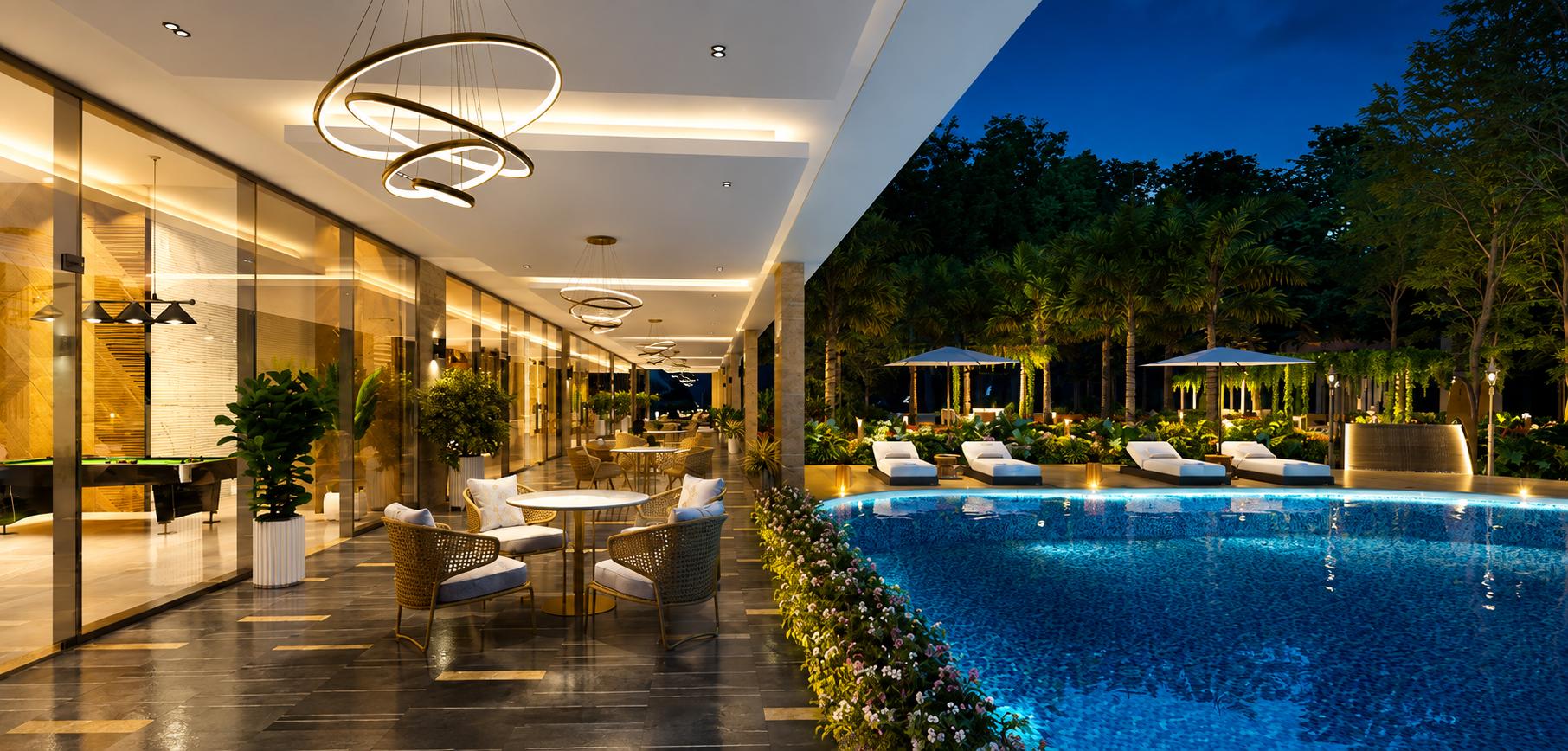 Swimming pool at Lodha Bellevue, Mahalakshmi