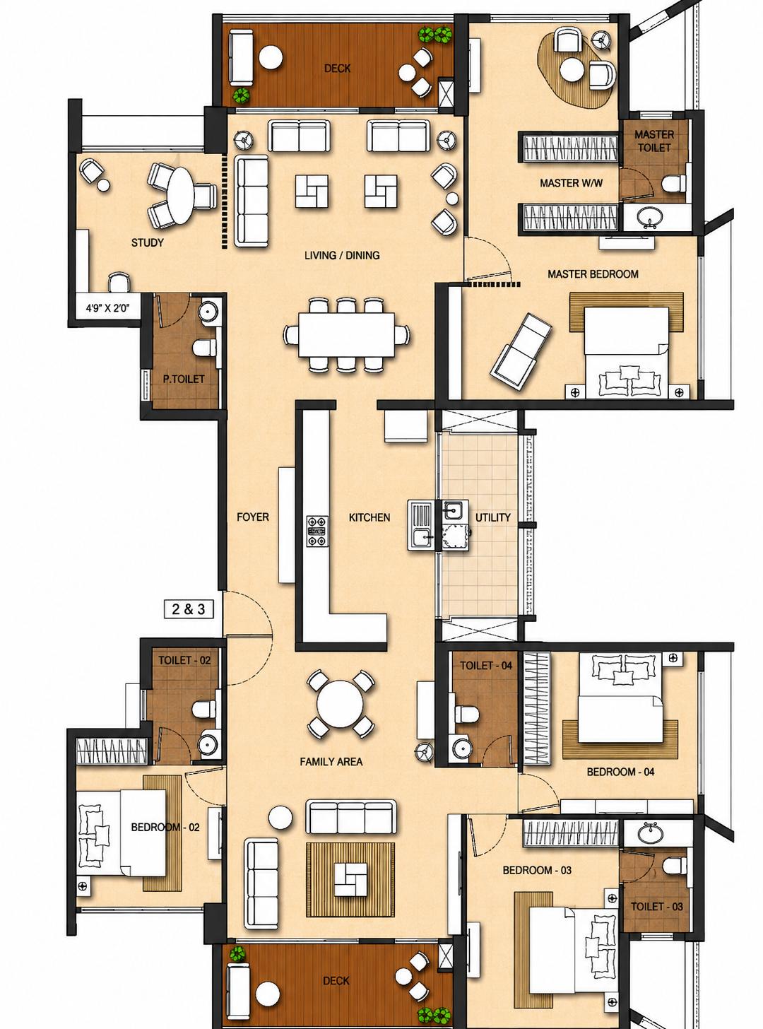 4BHK Elite floor plan