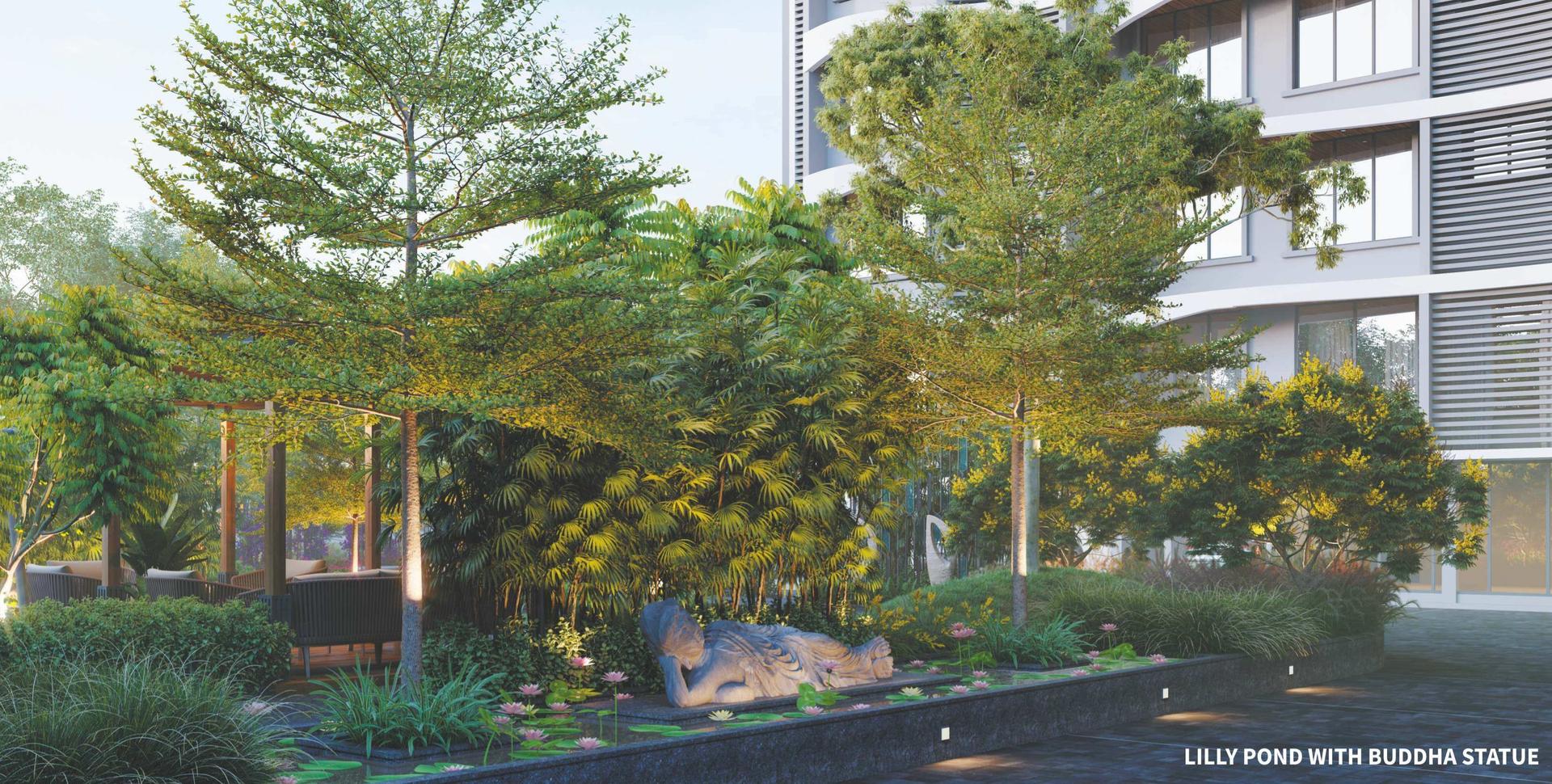 Landscaped gardens at Bhairav Ocean Breeze, Kandivali West
