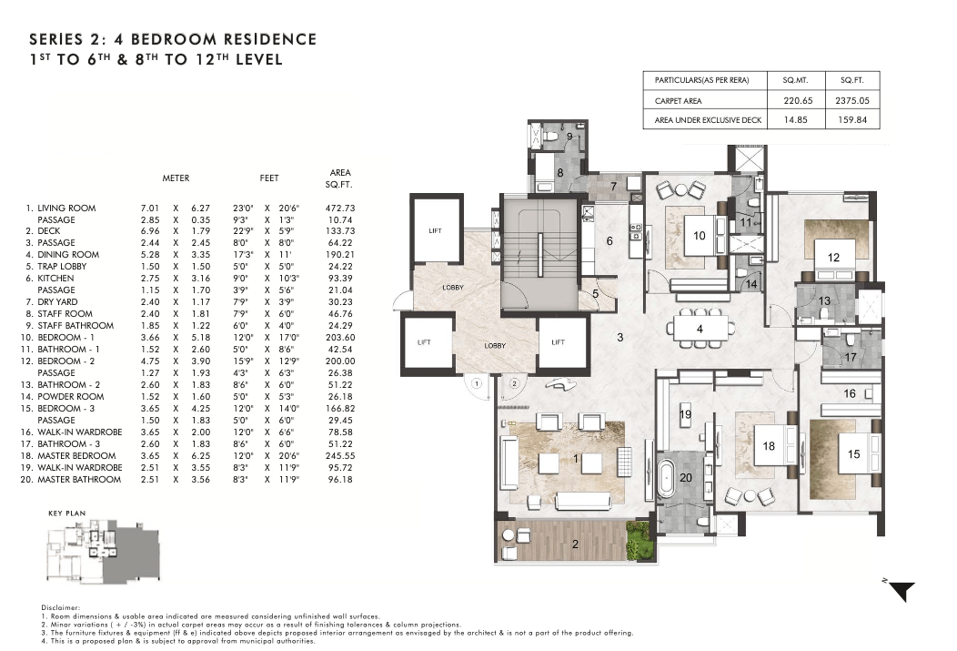 4BHK Type B floor plan