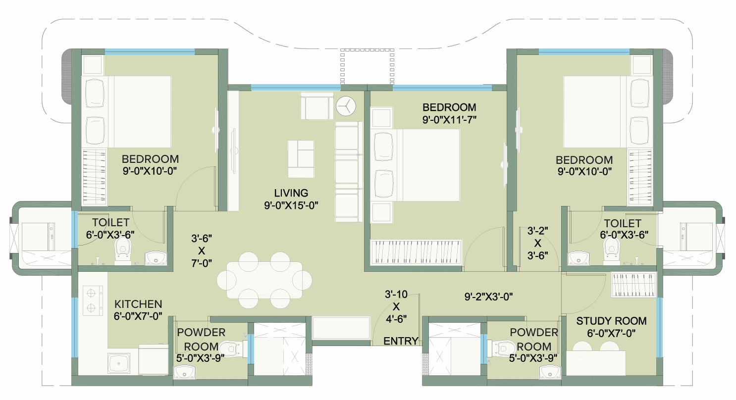 3.5 BHK Jodi - Wing C floor plan
