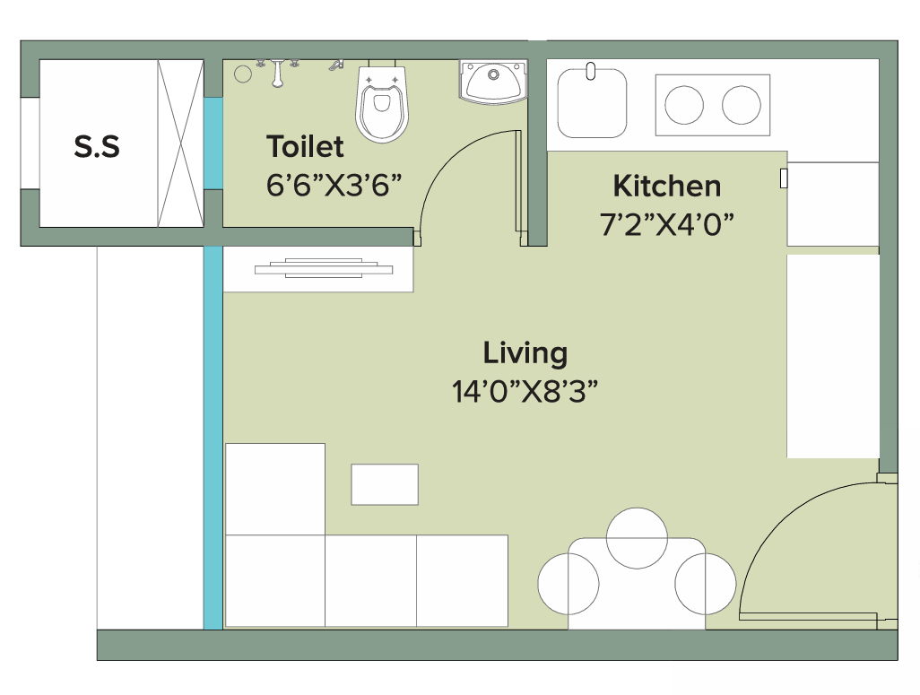 1 RK - Wing B floor plan