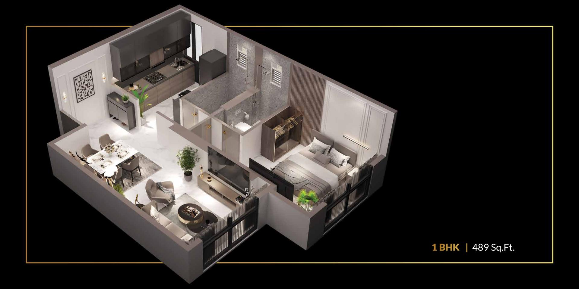 1 BHK Type1 floor plan
