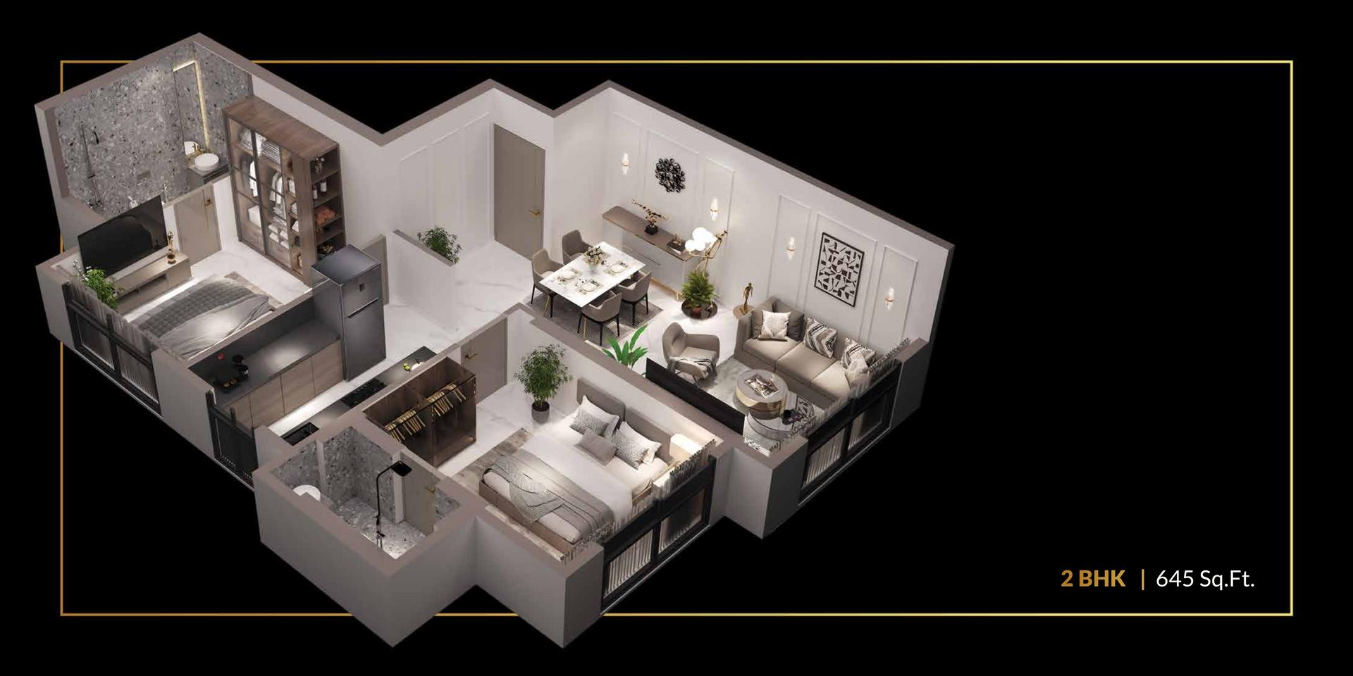2 BHK Type1 floor plan