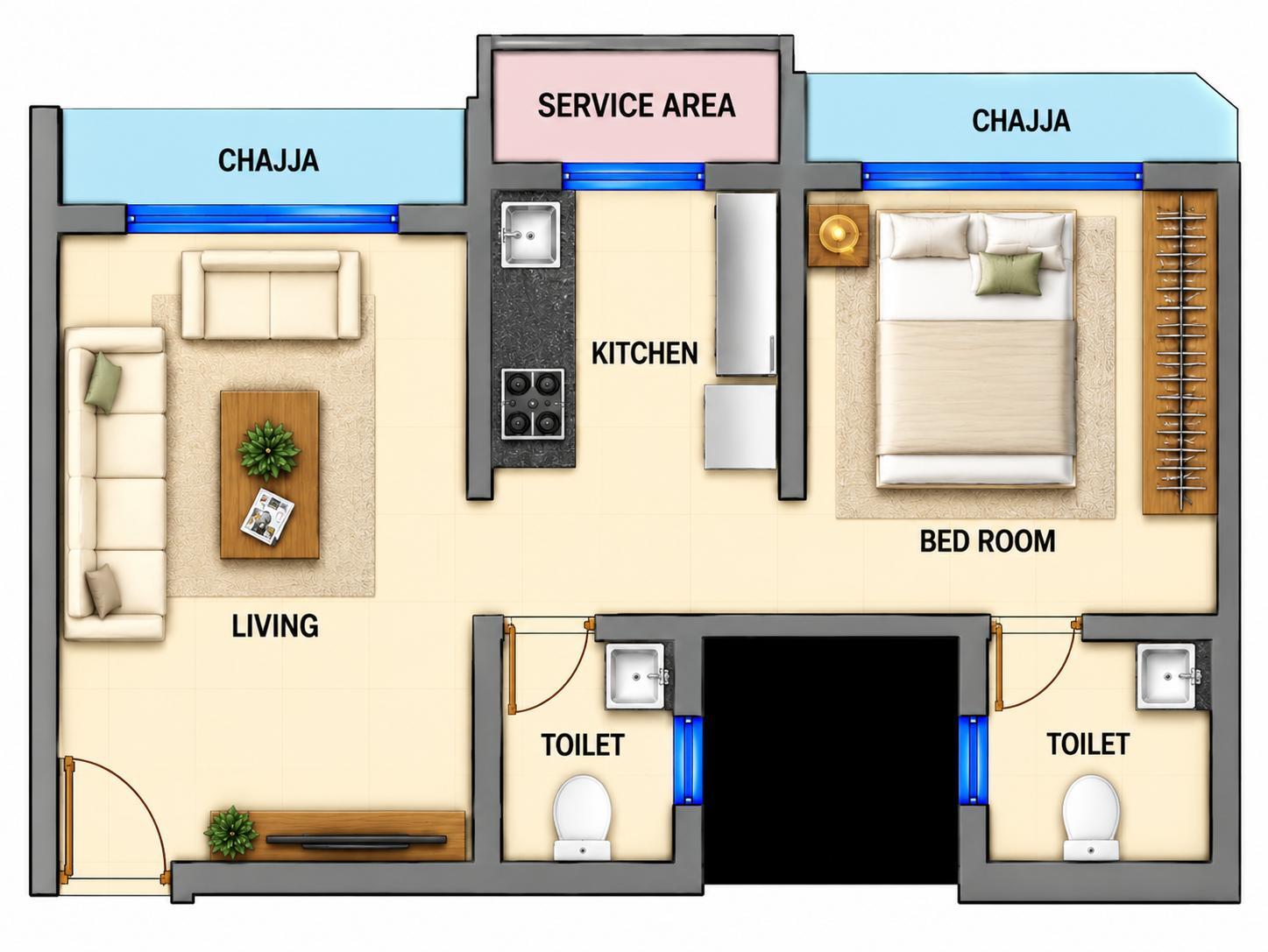 1BHK Ultra Luxury floor plan