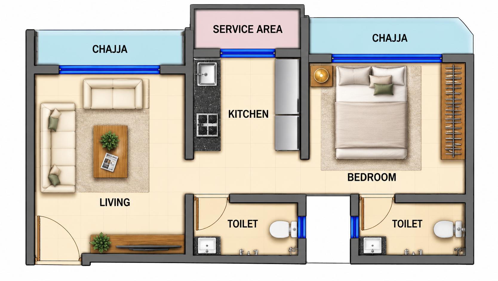 1BHK Premium floor plan