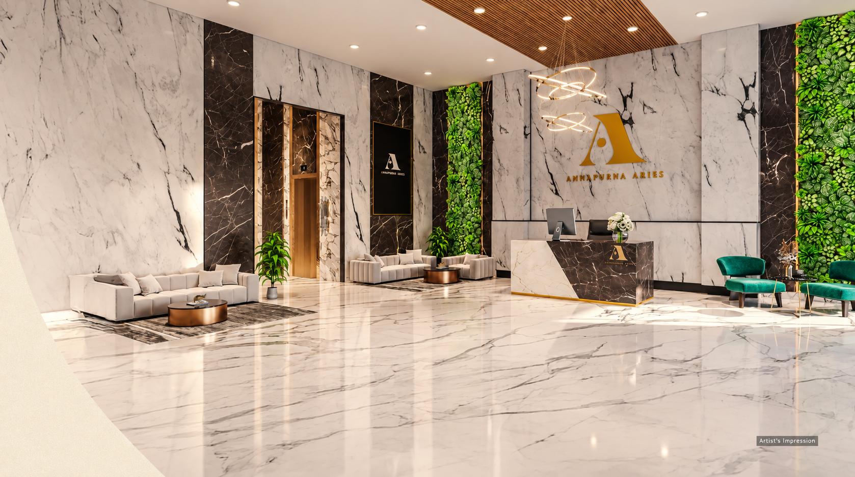 Grand entrance lobby at Annapurna Aries, Mira Road East