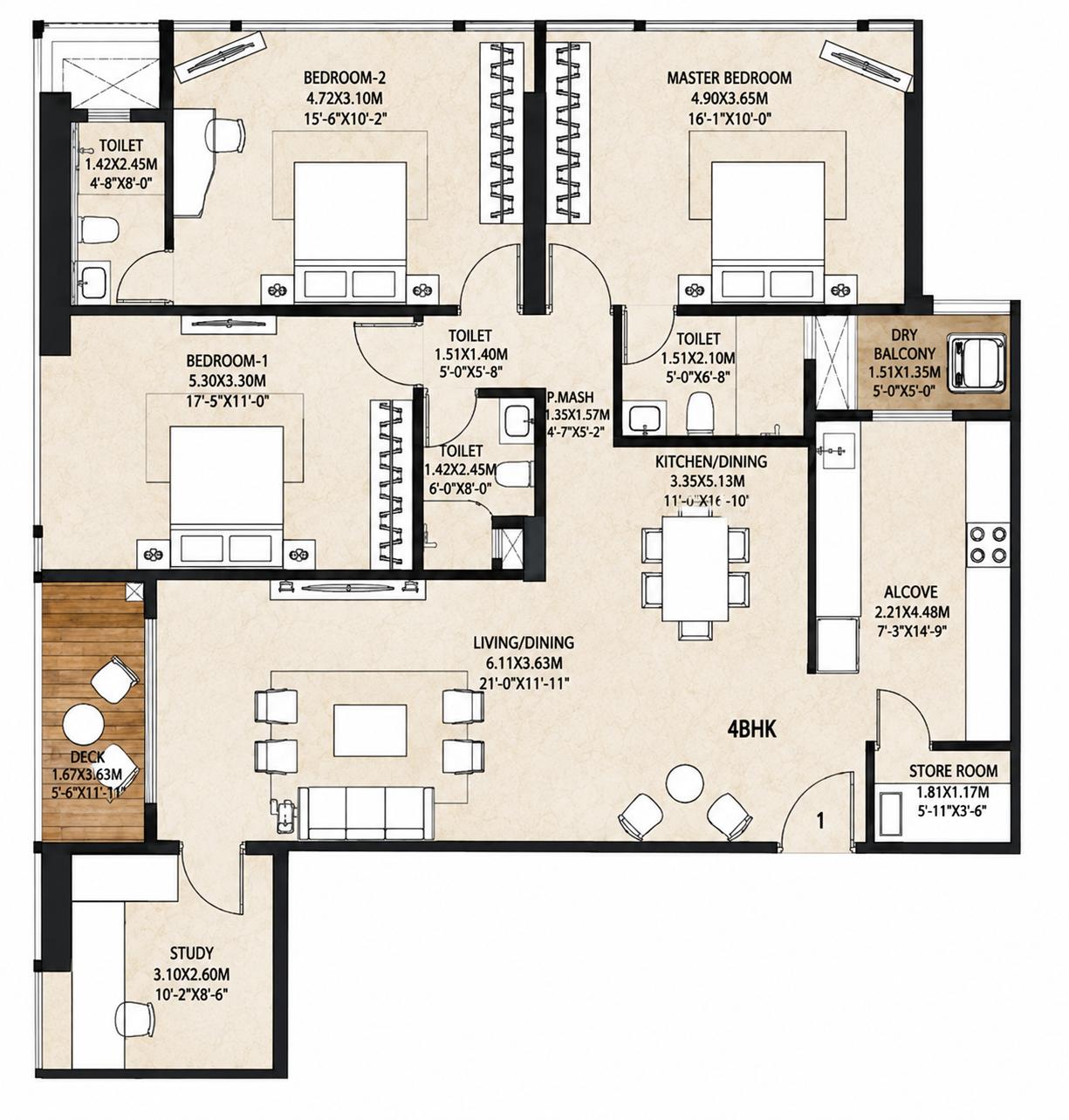 3.5BHK floor plan