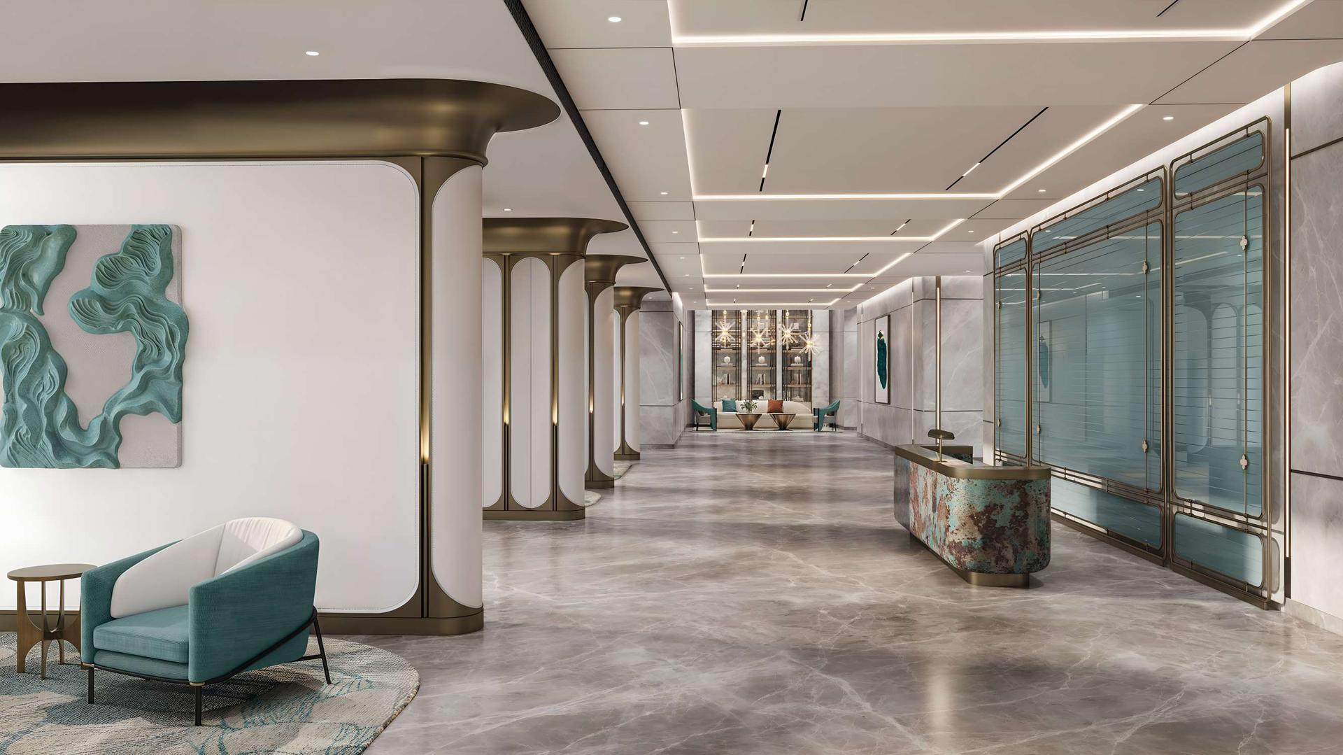 Grand entrance lobby at Inspira One, Bandra West