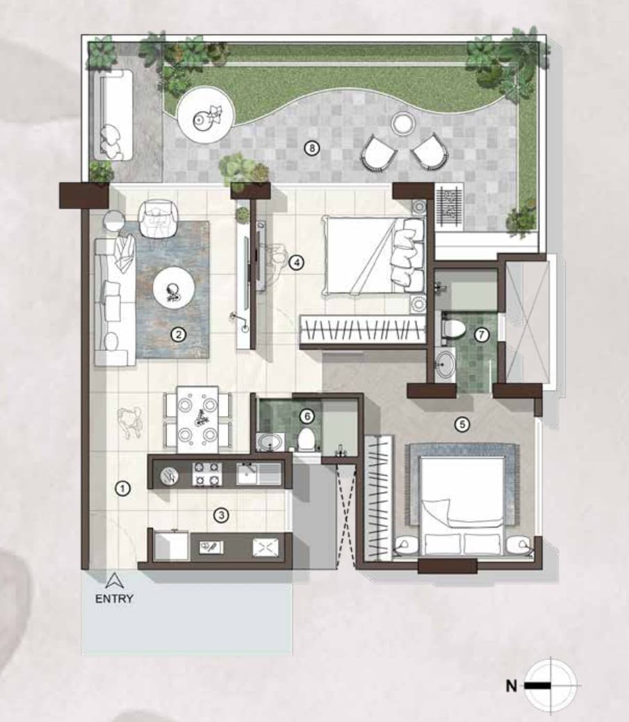 2 BHK Type2 floor plan