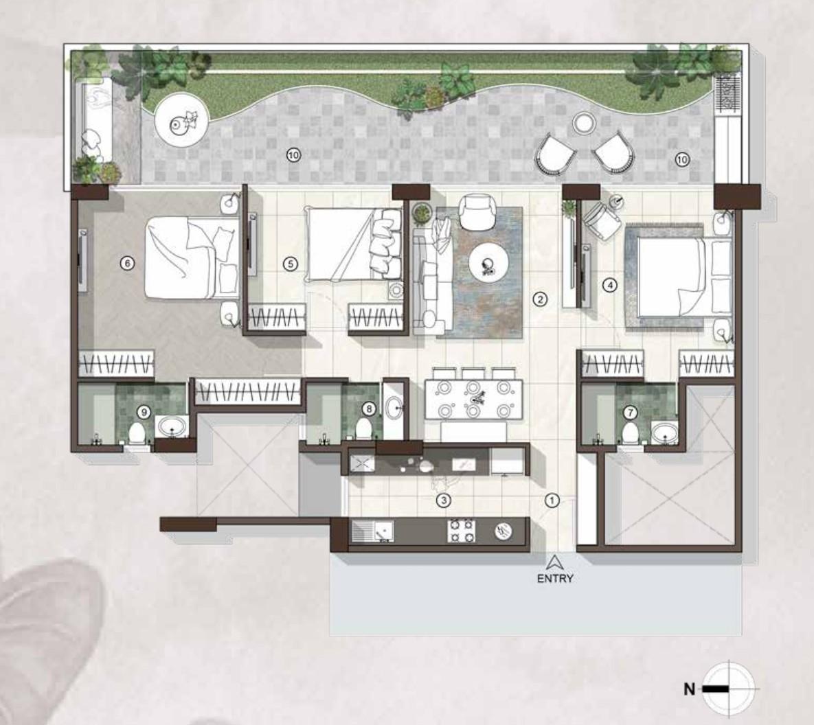 3 BHK Type1 floor plan