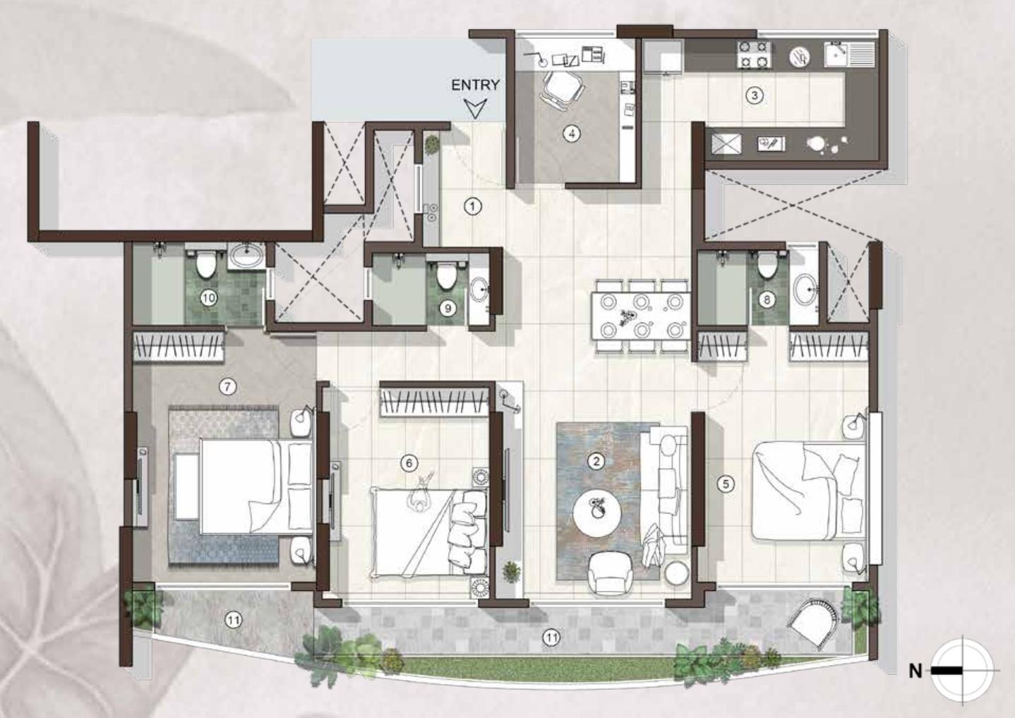 3.5 BHK floor plan