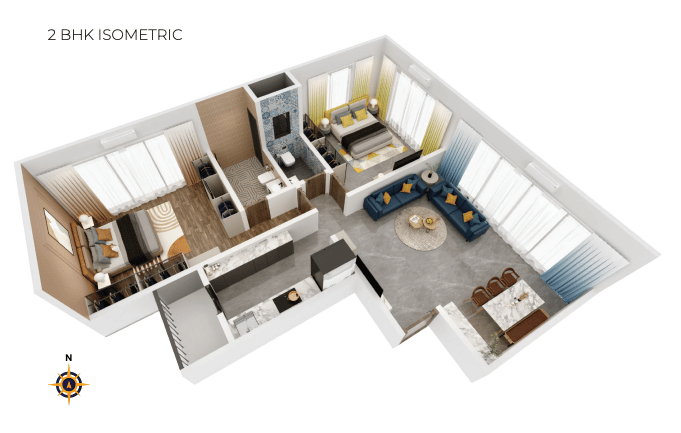 2BHK Type B floor plan