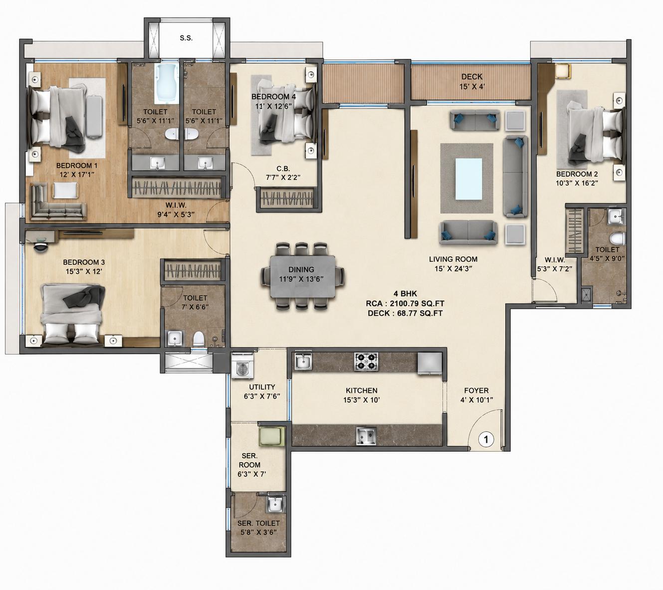 4BHK floor plan