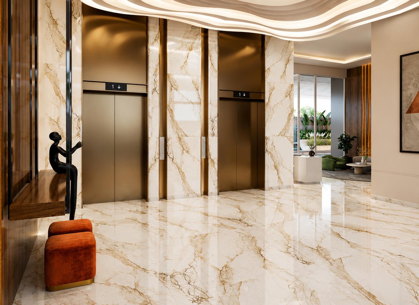 Grand entrance lobby at Evershine Bliss, Khar West