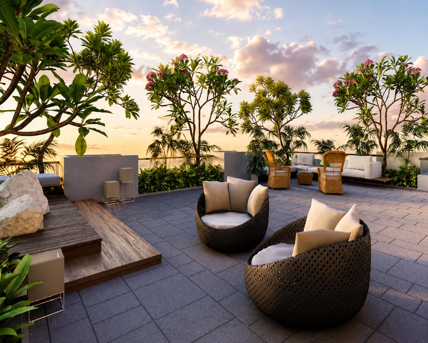 Rooftop terrace at Evershine Bliss, Khar West
