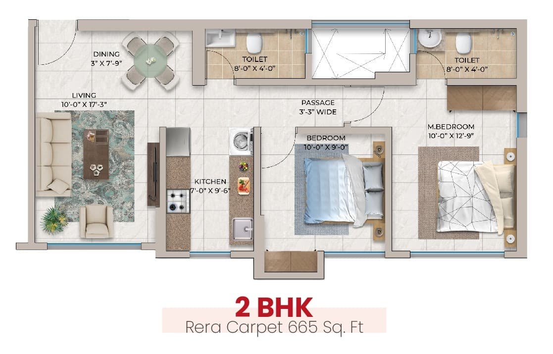 2 BHK Type3 floor plan