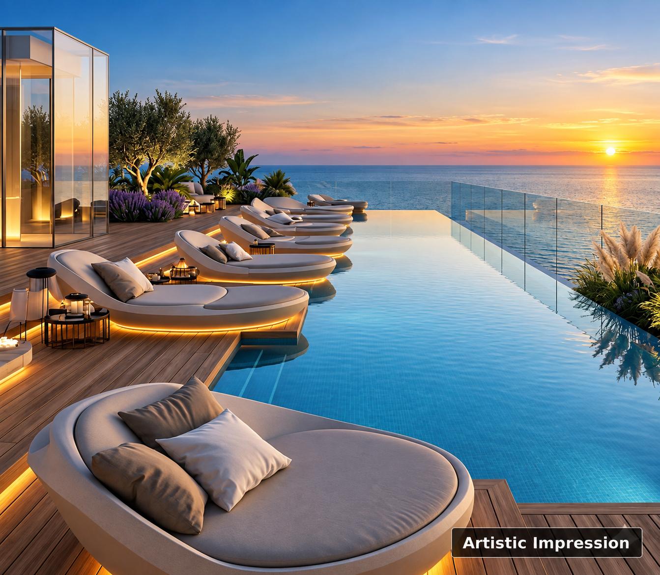 Swimming pool at Lotus Aurelia, Napean Sea Road