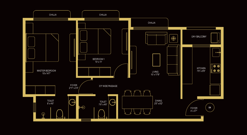 2BHK Premium floor plan