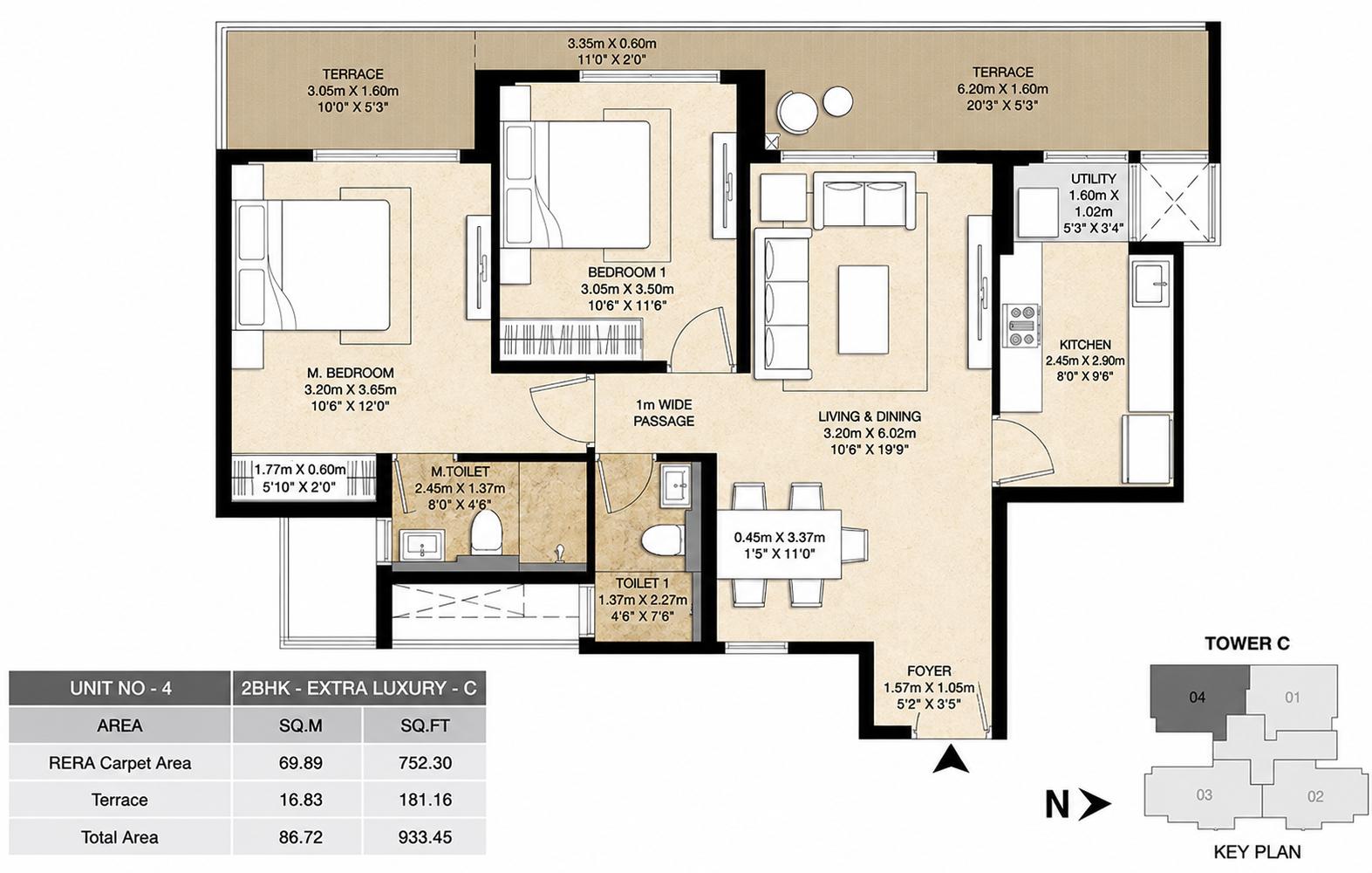 2BHK Extra Luxury C floor plan