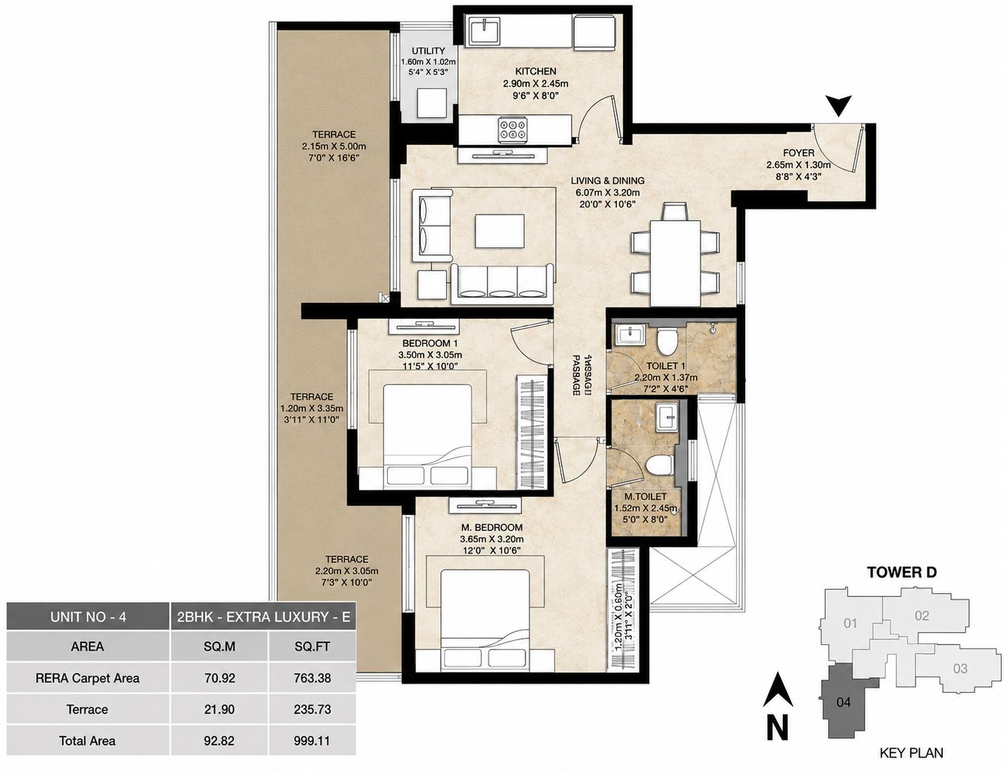 2BHK Extra Luxury E floor plan