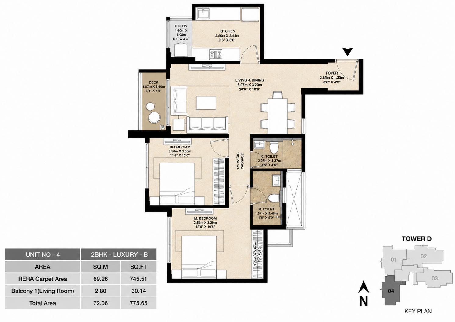 2BHK Luxury B floor plan