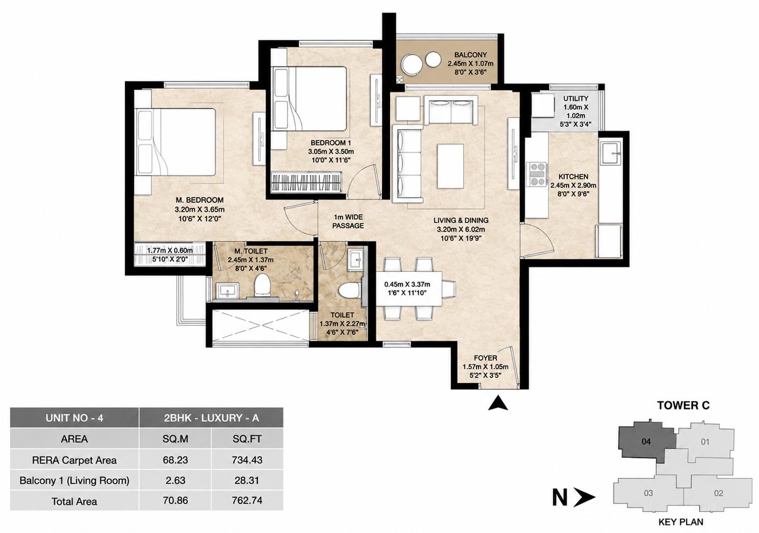 2BHK Luxury A floor plan