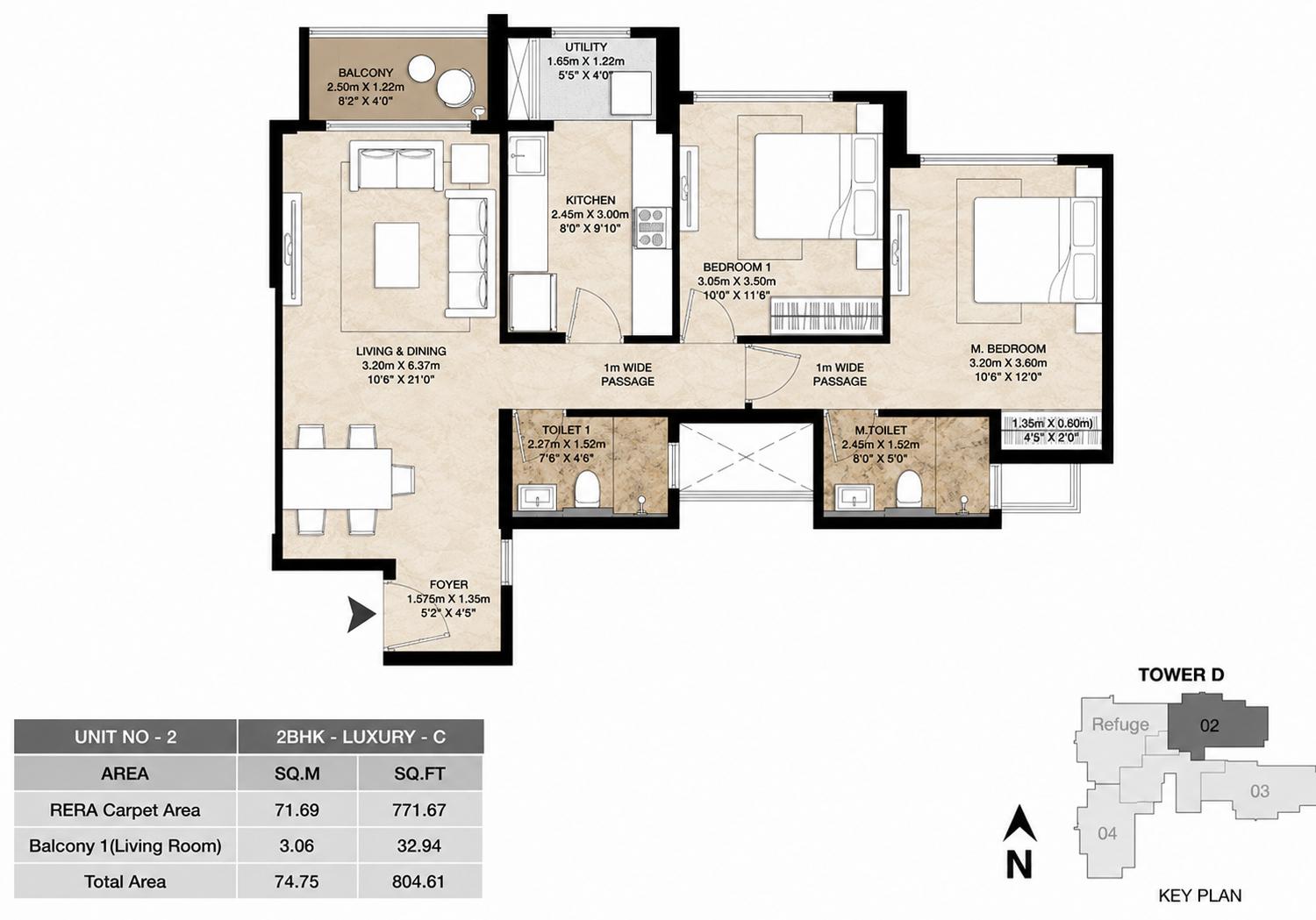 2BHK Luxury C floor plan