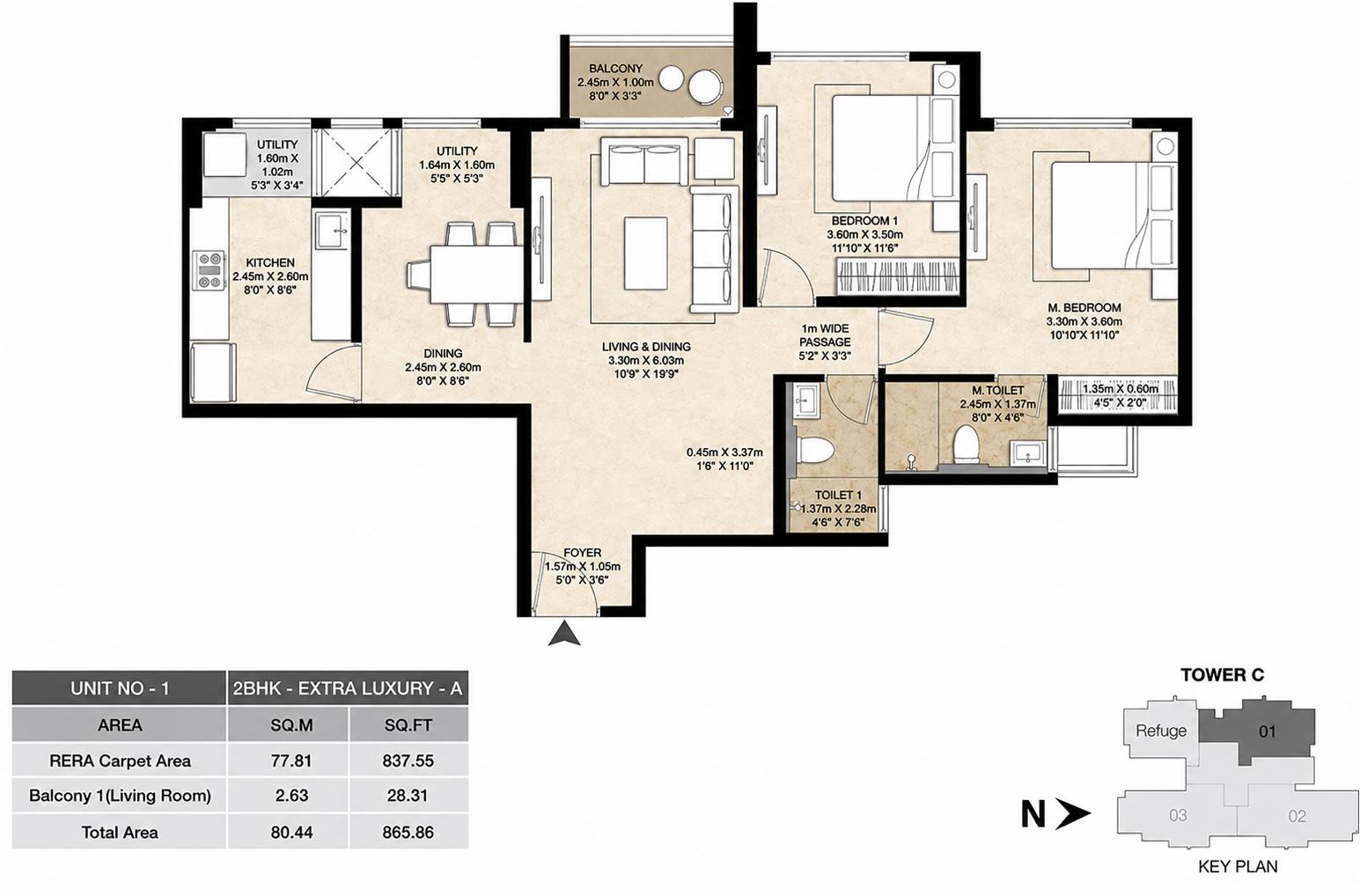 2BHK Extra Luxury A floor plan