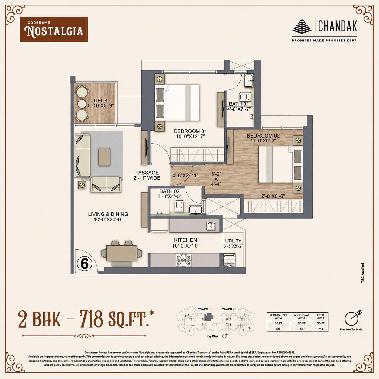 2BHK floor plan