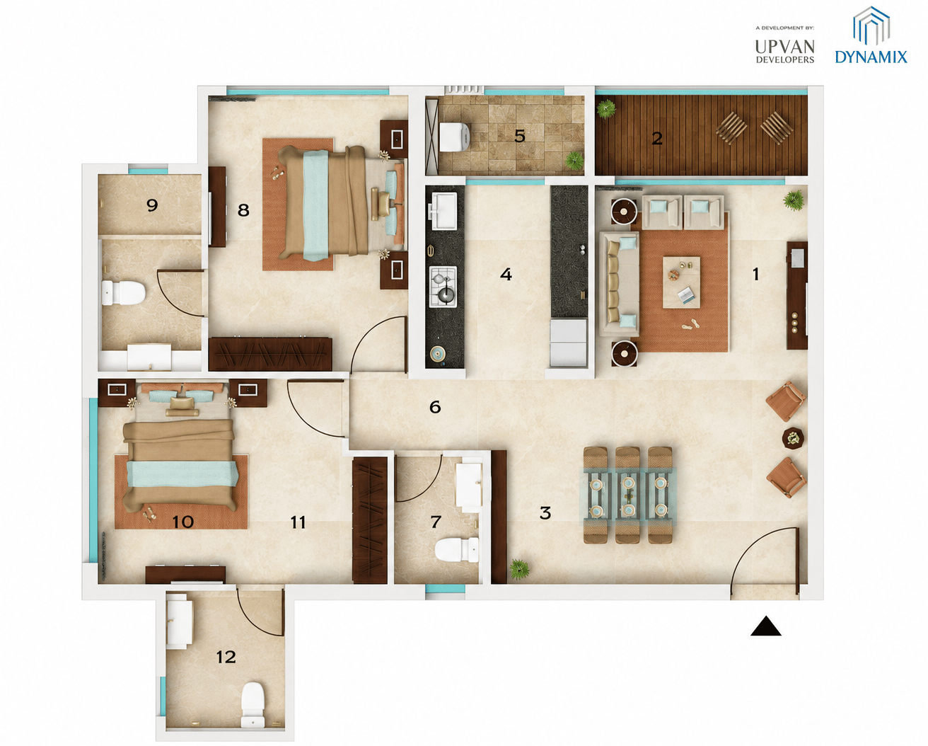 2BHK floor plan