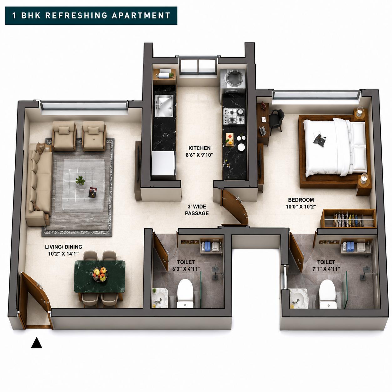 1BHK Premium floor plan