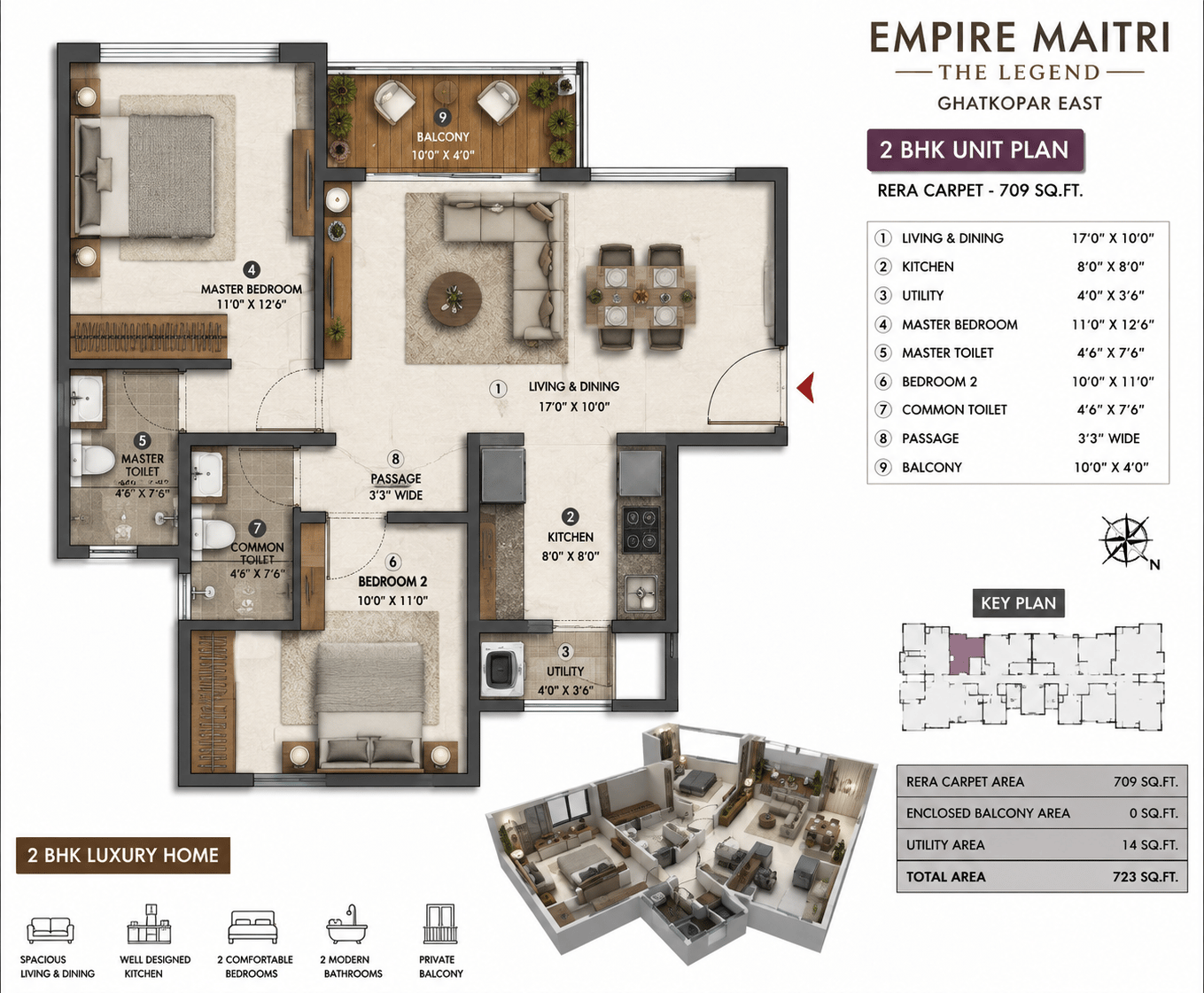 2BHK floor plan