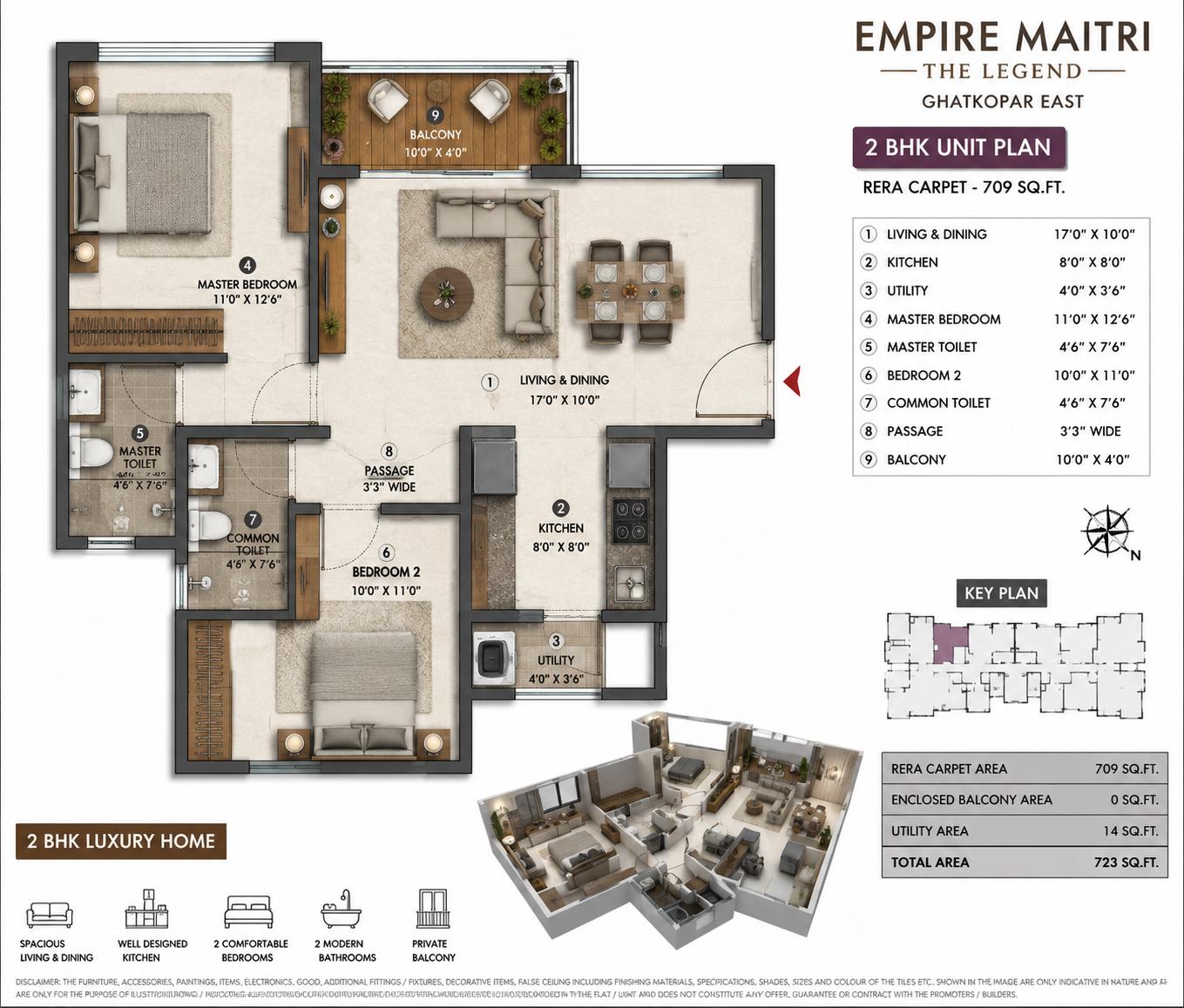 2BHK floor plan
