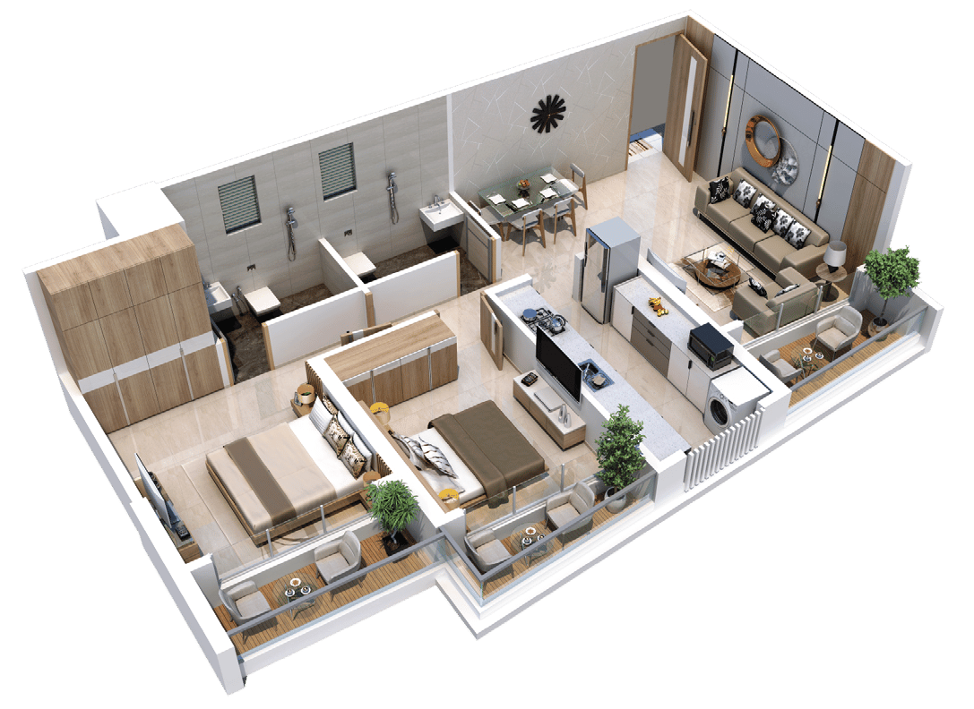 2BHK floor plan