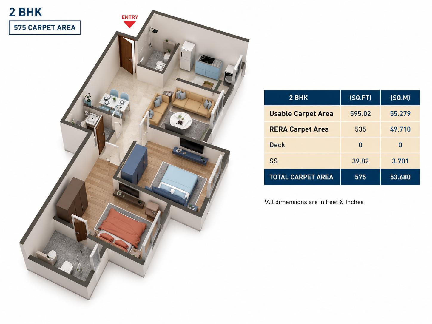 2BHK Premium Plus floor plan