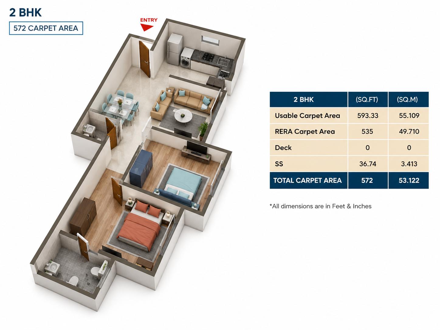 2BHK Premium floor plan
