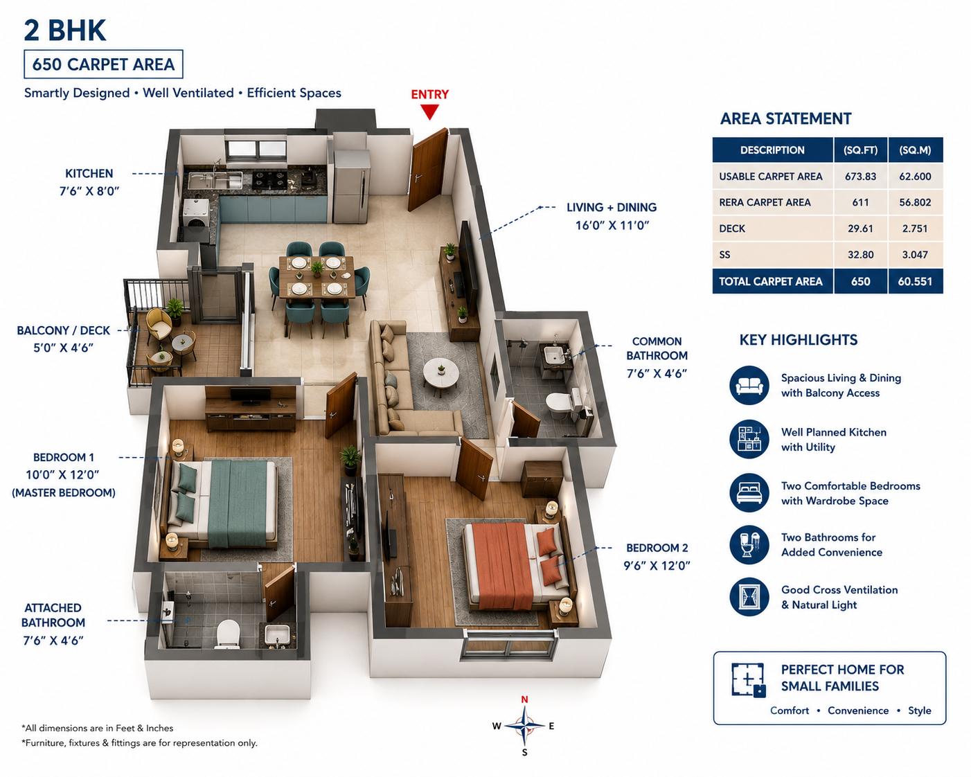2BHK Signature floor plan