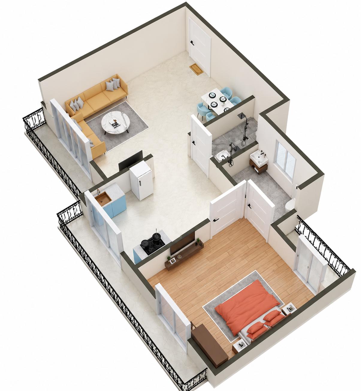 1BHK floor plan