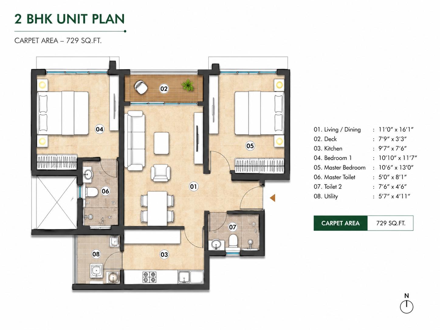 2BHK Premium floor plan